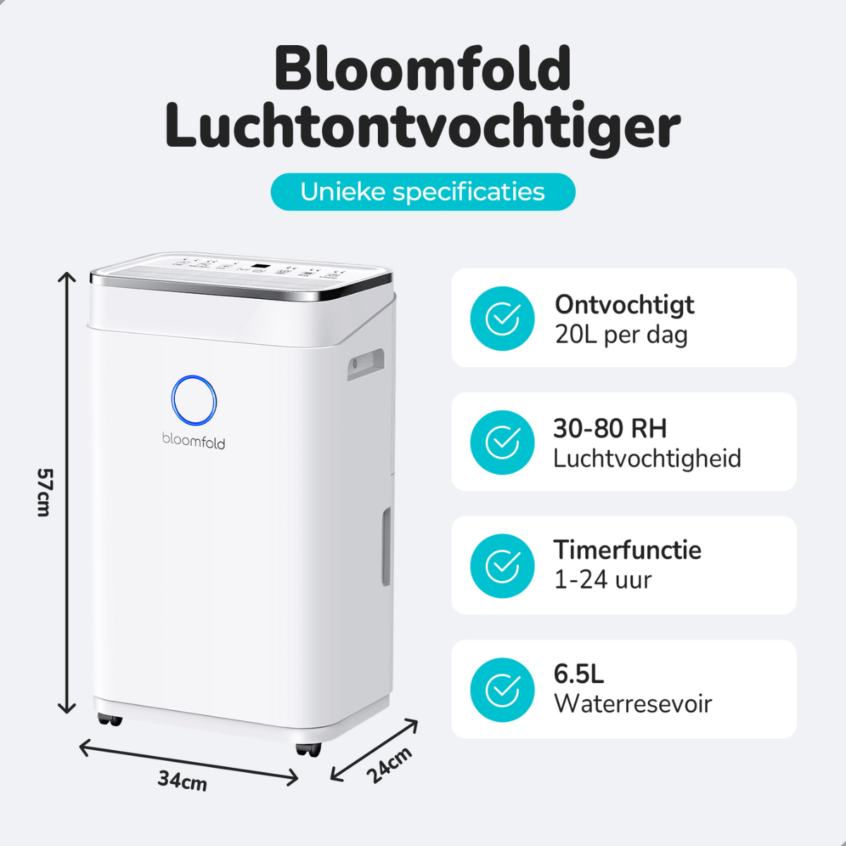 Bloomfold Luchtontvochtiger 20L