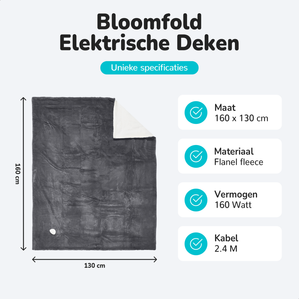 Elektrische deken 2 persoons - Glow